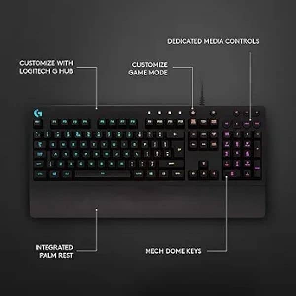 Logitech G213 Prodigy RGB Gaming Keyboard Gamers Back Light Keys Black 10