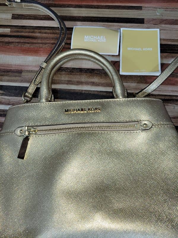 Michael Kors hailee original XS handbags pale Gold leather 4