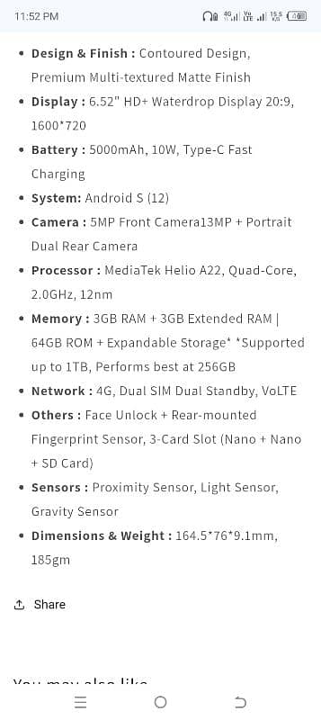 d code cygnal 2 pta approved 3+3 gb ram 64gb memory 2