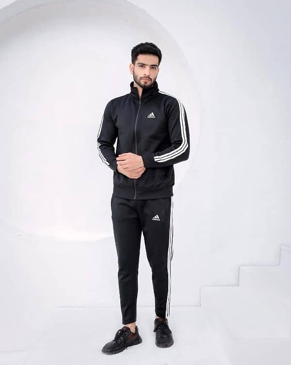 Men's Micro Fleece Zipper Track Suit 2Pcs in Classic Black 0