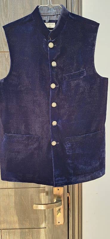 Pure Velvet Navy Blue Dandy Waise Coat for Wedding 0