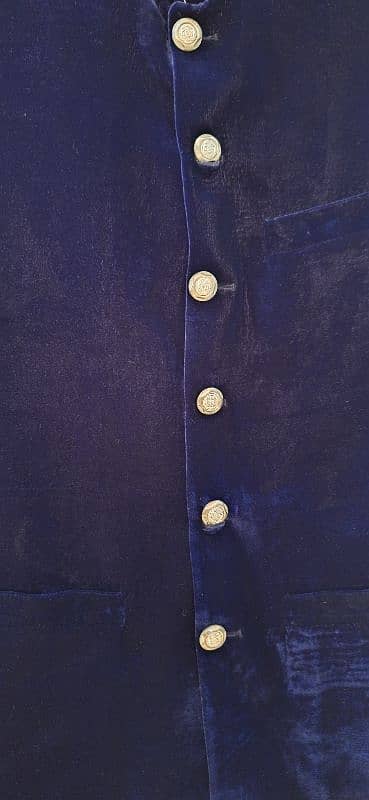 Pure Velvet Navy Blue Dandy Waise Coat for Wedding 1