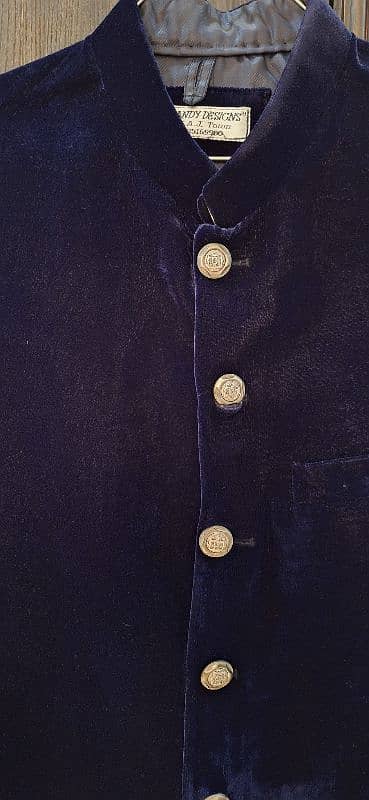 Pure Velvet Navy Blue Dandy Waise Coat for Wedding 2