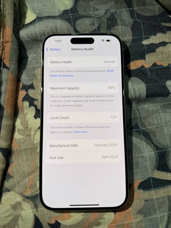 iPhone 15 pro 128k non pta . bought in April USA model 7