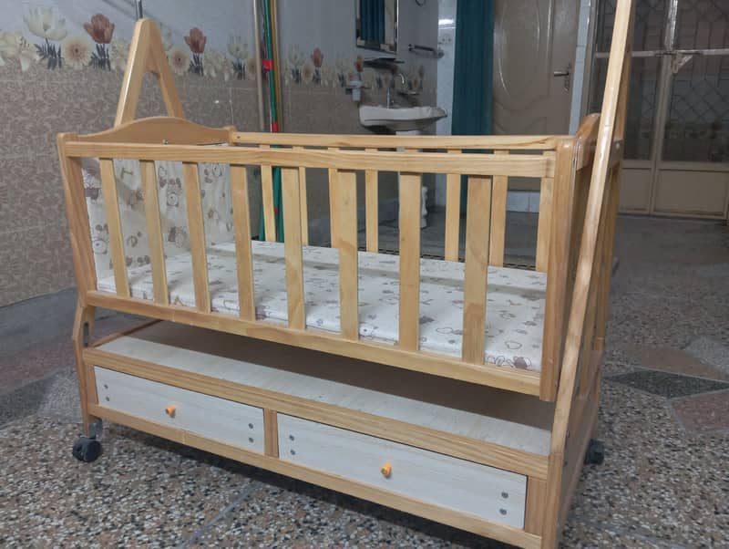 Imported Wooden Baby Cot/Swing 1