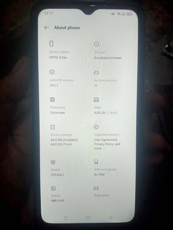 OPPO A16E 4/64 No open no repair All original 2