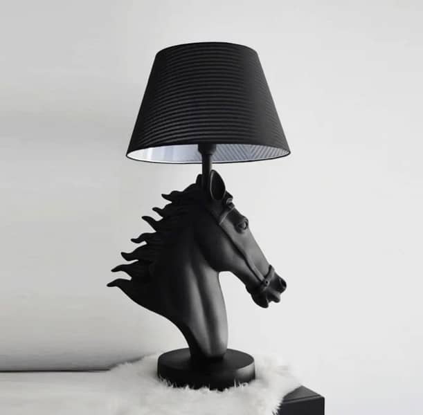 beautiful horse face lamps in matte black. 1