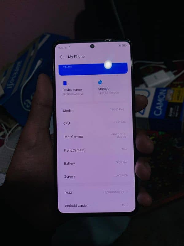 Tacno camon 20 no open no repair ha 8+8! 256gb box +charge ha 3