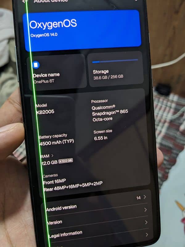 Oneplus 8t Pta Approve 12/256GB LCD green line 2