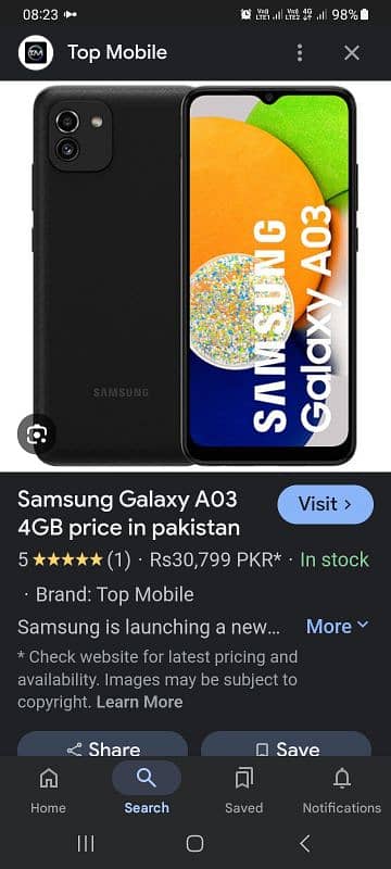 Samsung galaxy a03 mukmmal box 1