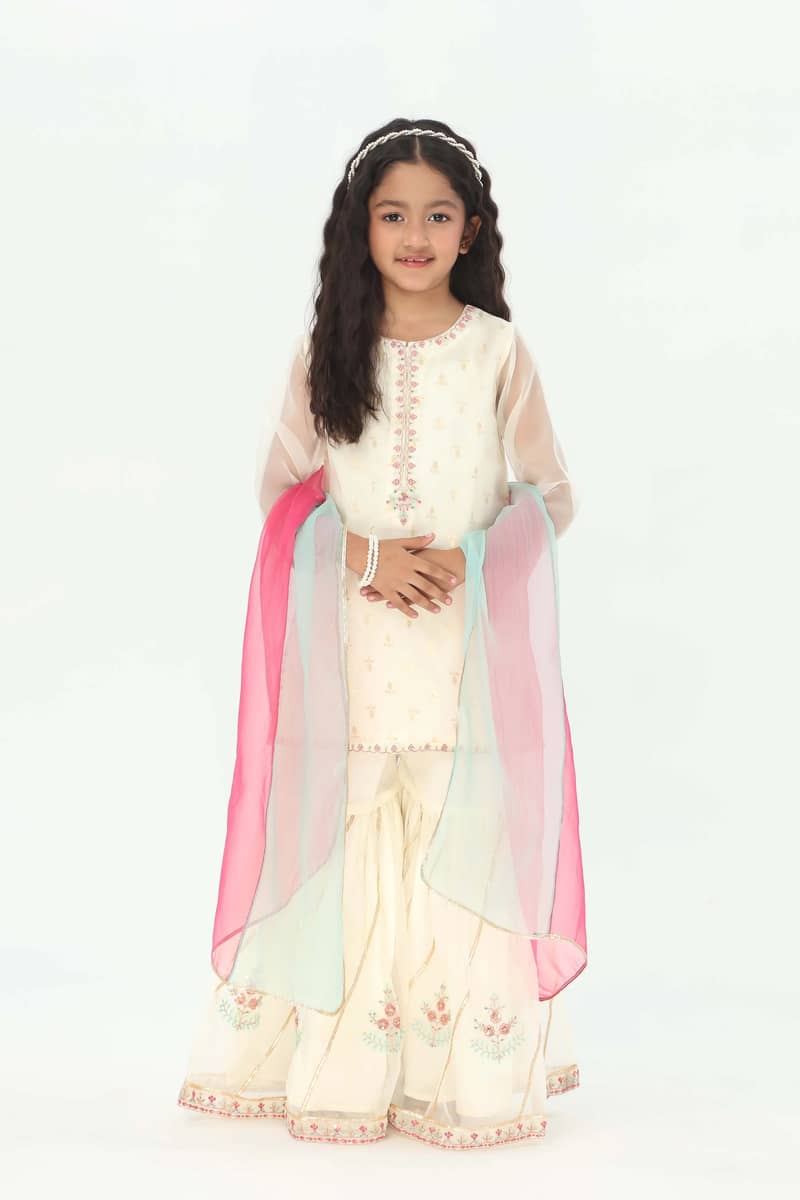 Embellished Kameez Gharara & Dupatta 0