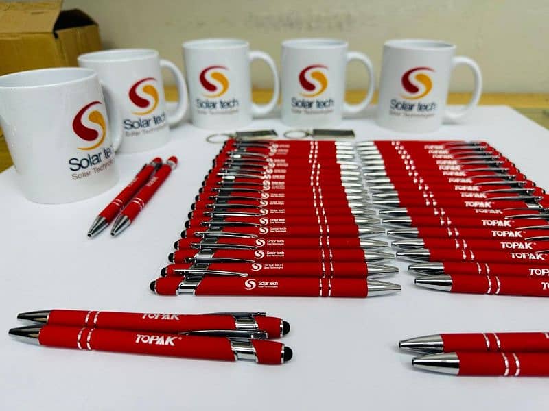 Print Logo & Company Name On Mug Shirt Cap wall clock pen keychain . 4