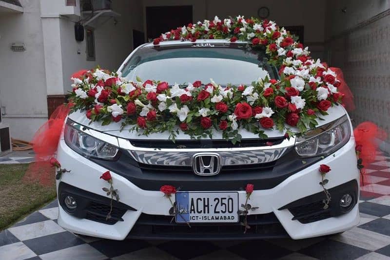 Decor beds cars on weddings with fresh flowers/ artificial flowers 7