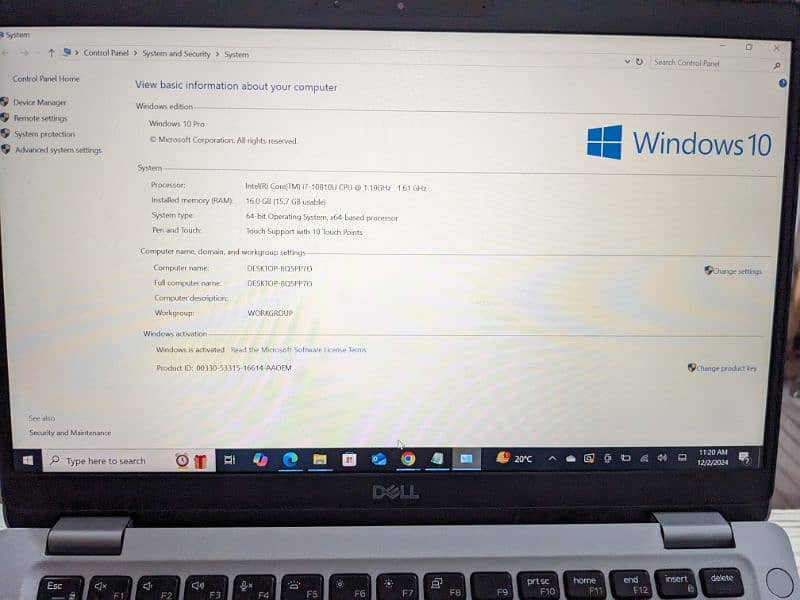 Dell Latitude 5310 i7 10th generation windows 10 installed 3