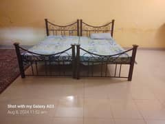 2 singer beds without mattress wood plus iron