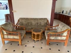 Wooden 5 Seater Sofa Set with Centre Table