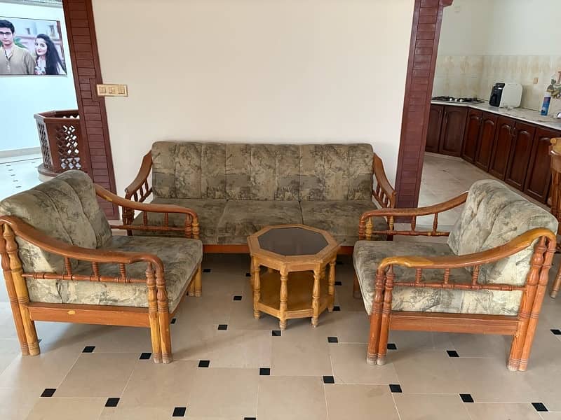 Wooden 5 Seater Sofa Set with Centre Table 0