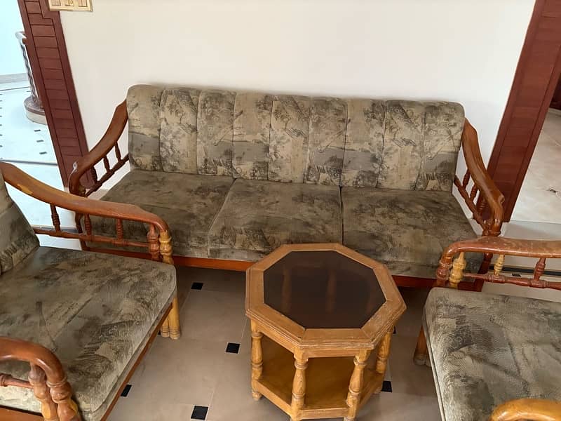 Wooden 5 Seater Sofa Set with Centre Table 6