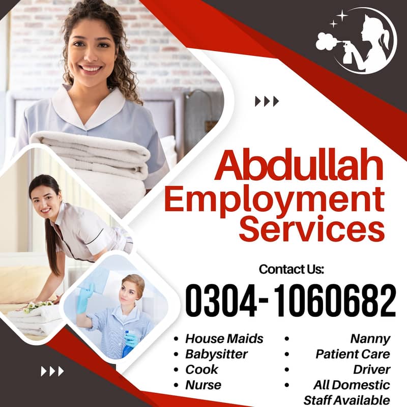 Maids, House Maid, cook, chef, Baby Sitter, Driver, Nurse, available 0