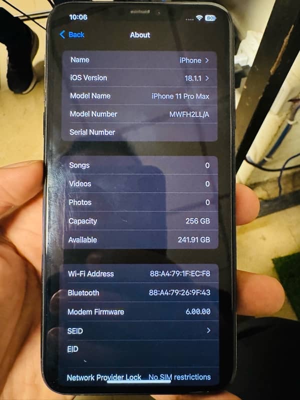 Iphone 11 Pro max non PTA 256 GB 10