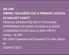 Sci & Math Teacher Required