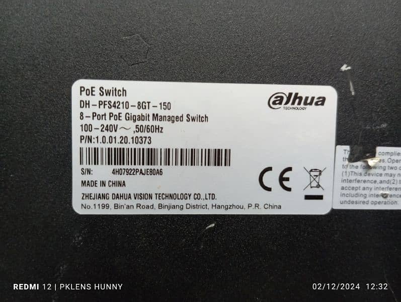 Dahua DH-PFS4210-8GT-150 2