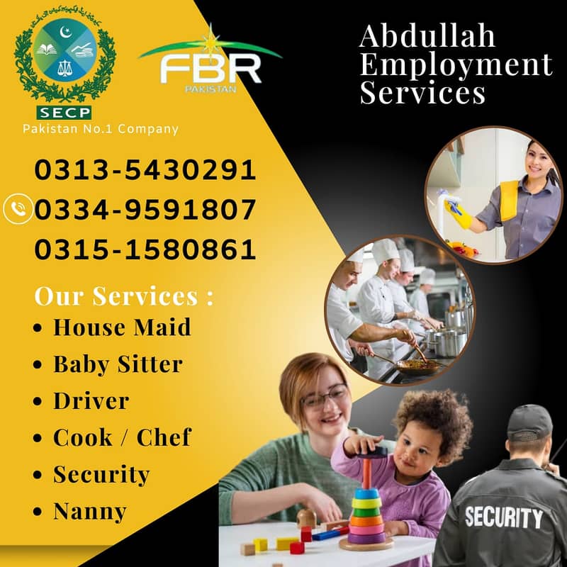 Maids, House Maid, cook, chef, Baby Sitter, Driver, Nurse, available 0