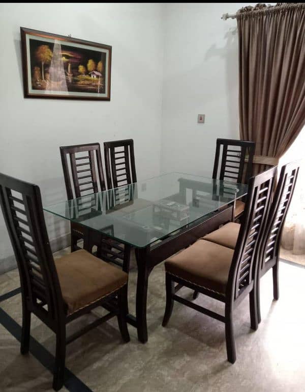 6 seater dining table set, wooden chairs, Without Shesha 3