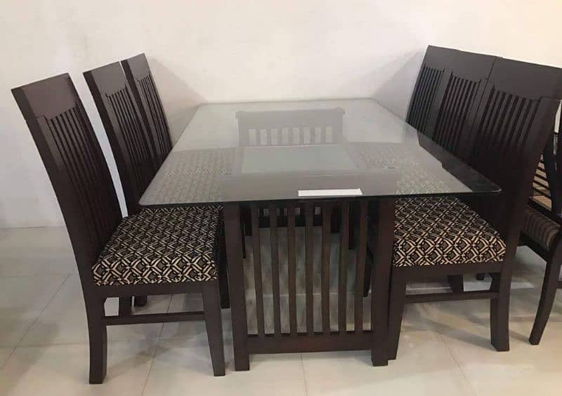 6 seater dining table set, wooden chairs, Without Shesha 9