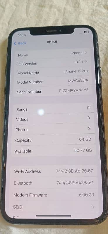 iphone11pro. 64gb.   84health.  waterpack    pta approved  physical 2