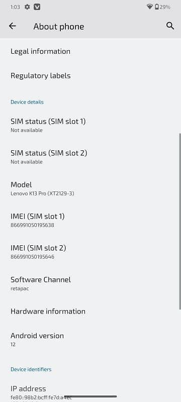 Lenovo k13 pro 6 128 1