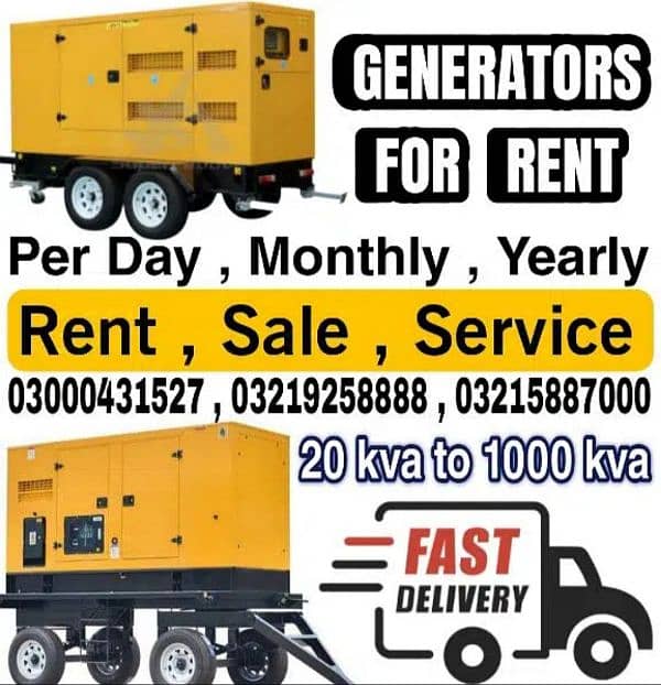 Generator for Rent / Rental / 30kva 50kva 100kva 150kva 200kva 300kva 2