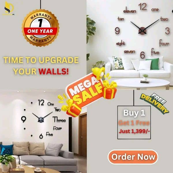 Buy 1 Get 1 Free Wooden Wall Clock with Free home Delivery 0