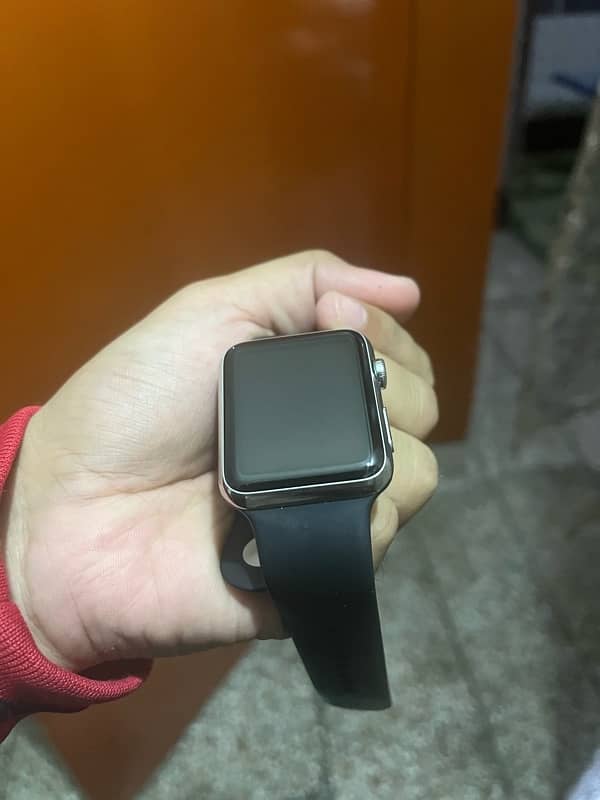 Apple Watch MJ3U2LL/A 42mm Stainless Steel Case Black Sport Band 6