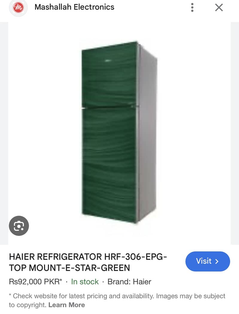 Haier Refrigerator HRF-306 EPG Green New and Packed 4