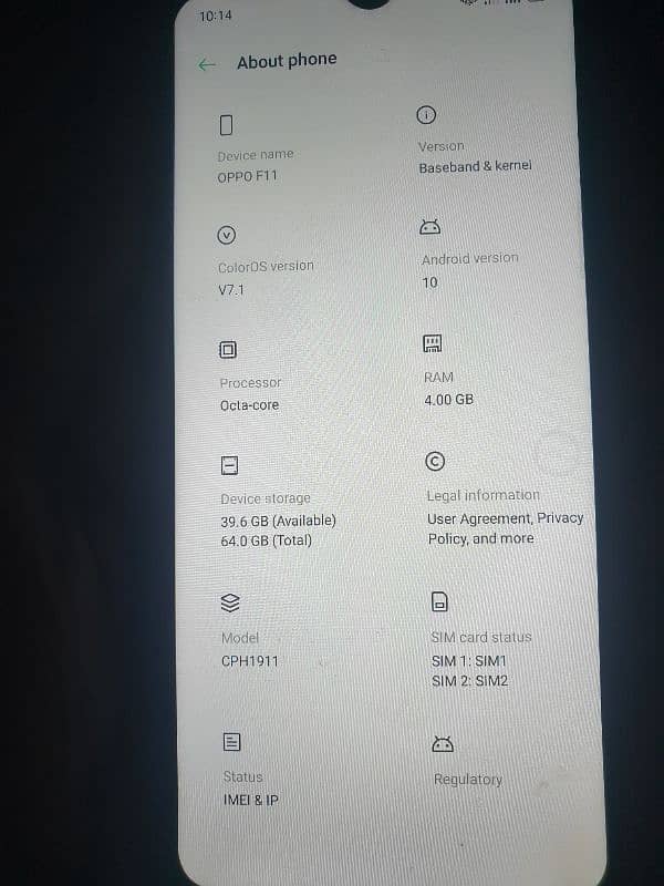 oppo F11 4/64 bilkul ok sat ha koi b fold nhi ha 0