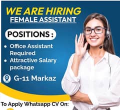 Female assistant required for office