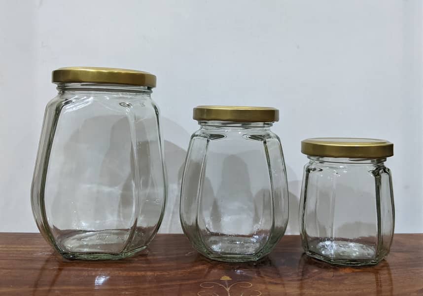 Glass Bottles, Glass Jars|Square glass jar|Hexagon jar|Round glass ja 0