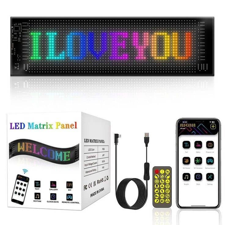 Smart Flexible LED Car Display with Bluetooth Control 2