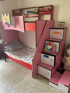 Bunk Bed for 2 kids with book toy rack staircase sdrawes