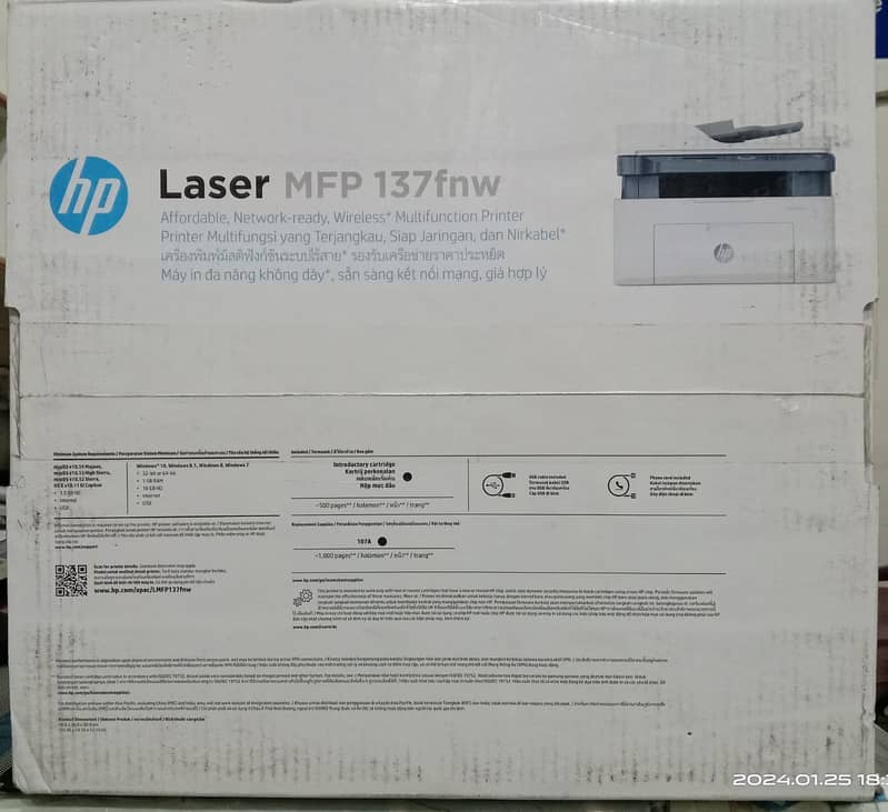 Hp Laser MFP 137fnw Printer (4ZB84A)   With One Year HP Warranty Card 2