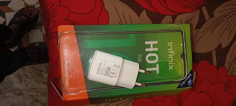 infinix hot 10 play condition 10 by 10 and with box and charger 0