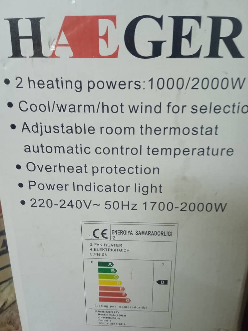 Hagger Brand  imported Fan Heather  1000W Less Used . Call@03355687630 2