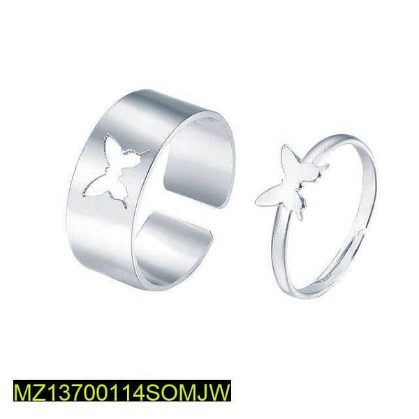 2 pcs trendy couple butterfly rings 0