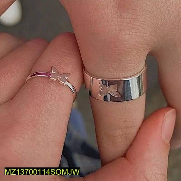 2 pcs trendy couple butterfly rings 2