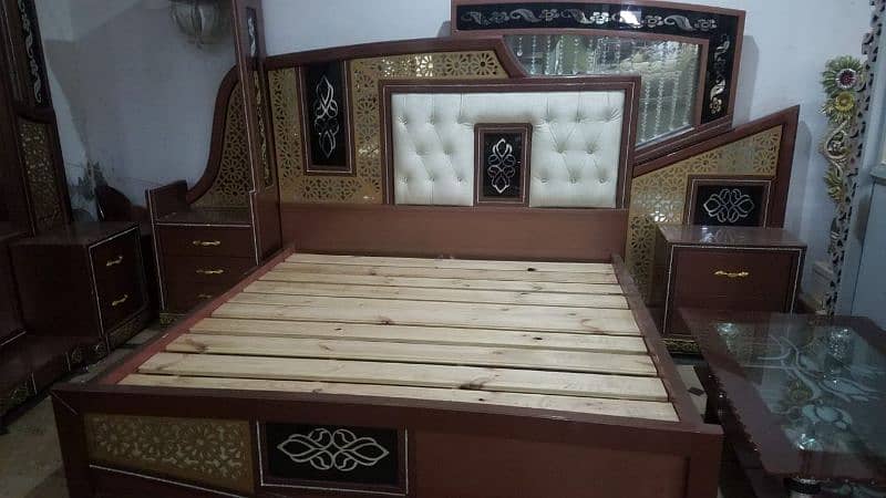 solid wooden bed Bluetooth & lights 2