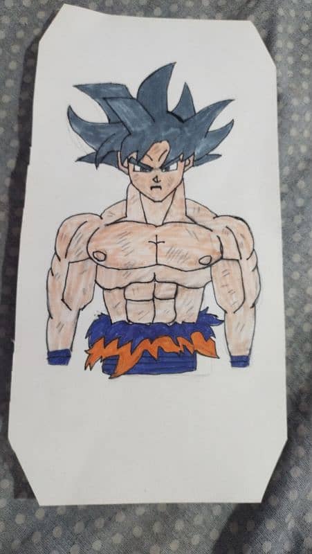 hand made , painting of son goku mui drawing with acrylic painting, 0