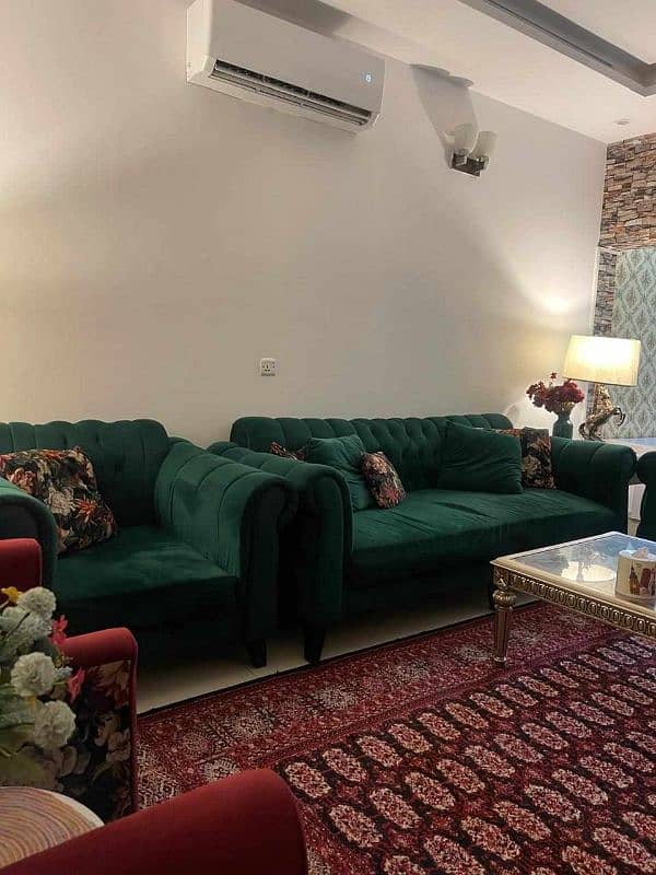 Sofa Set 5 Seater with Table Green 1