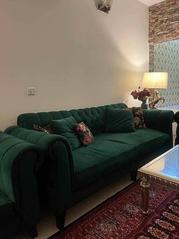 Sofa Set 5 Seater with Table Green 7