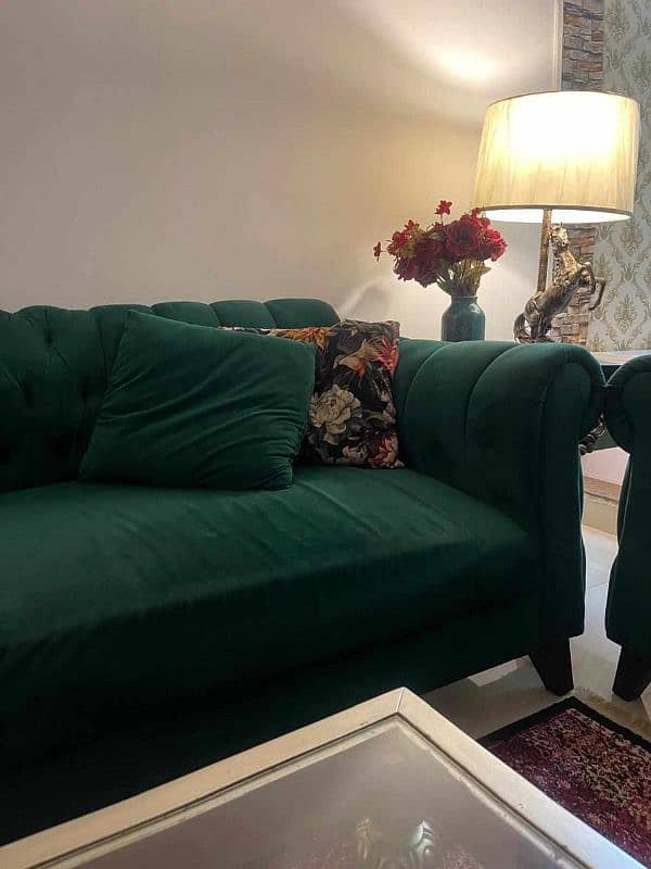 Sofa Set 5 Seater with Table Green 10